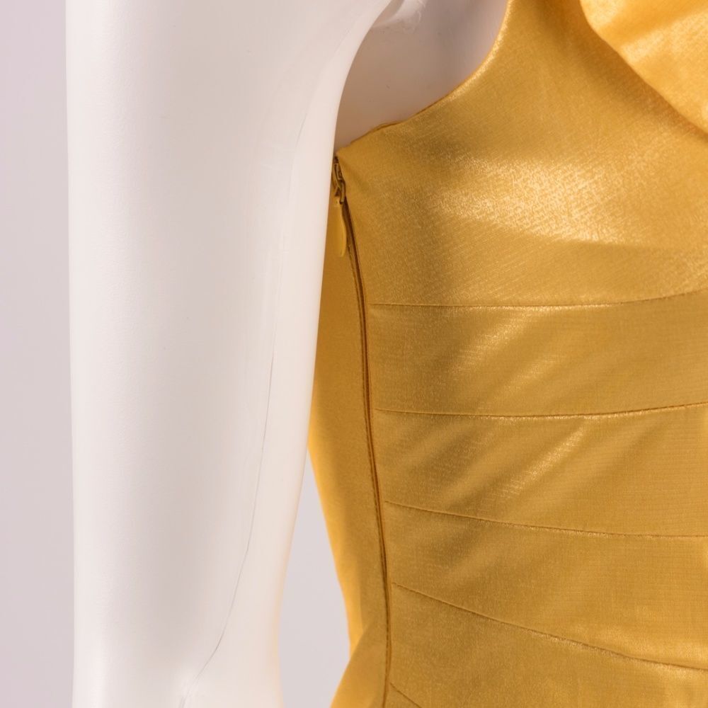 NWT SHELLI SEGAL ONE SHOULDER YELLOW DRESS SZ 6 - Picture 8 of 8